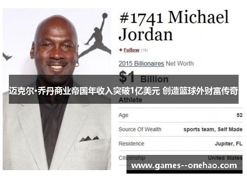 迈克尔·乔丹商业帝国年收入突破1亿美元 创造篮球外财富传奇